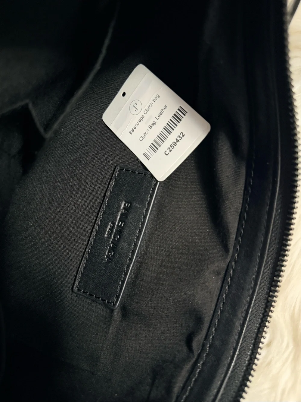 Balenciaga Black Leather Zip Pouch Clutch